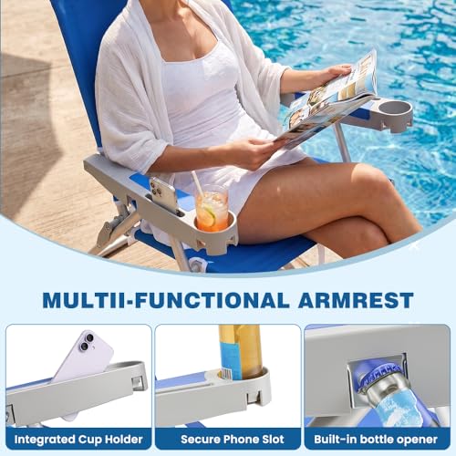 Image of SUNNYFEEL Backpack Beach Chairs for Adults, Mid-Height 5-Position Reclining