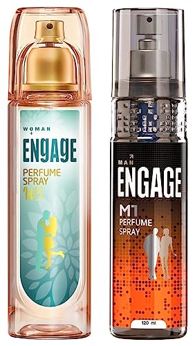 Image of Engage W3 Woody Perfume Spray For Women, 120Ml And M1 Perfume Spray For Men, 120Ml