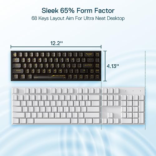 Image of Redragon K631 PRO 65% 3-Mode Wireless RGB Gaming Keyboard, 68 Keys Compact Full-Transparent Mechanical Keyboard w /Hot-Swap Free-Mod PCB Socket, Translucent Custom Switch Black