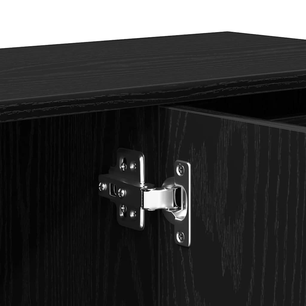 vidaXL Credenza Rovere Nero 91x29,5x75 cm Legno Massello di Argilla