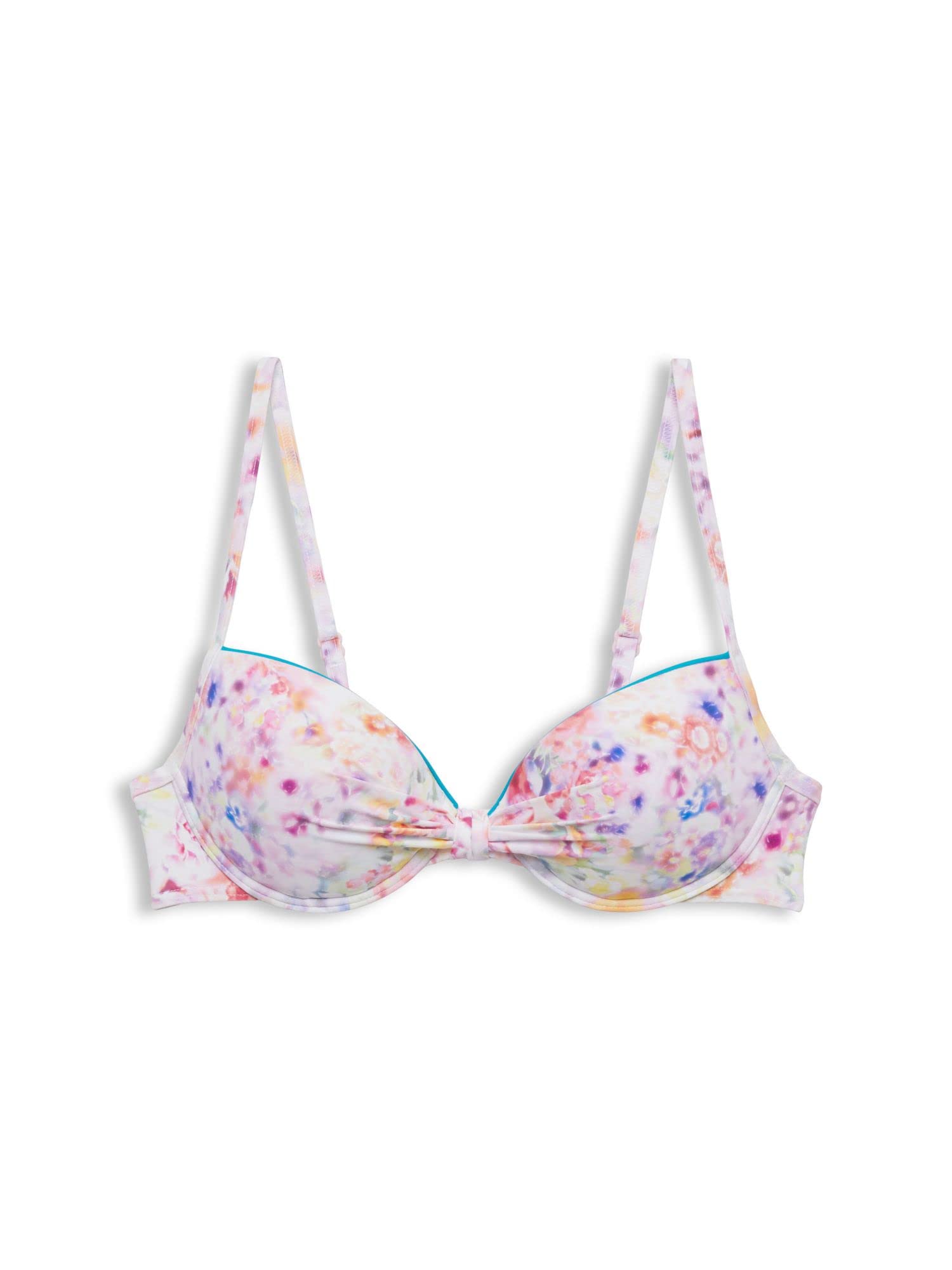 ESPRIT Padded Bikini Top with Underwired Cups and Floral Print, Teal-Blue, 42 / 85C