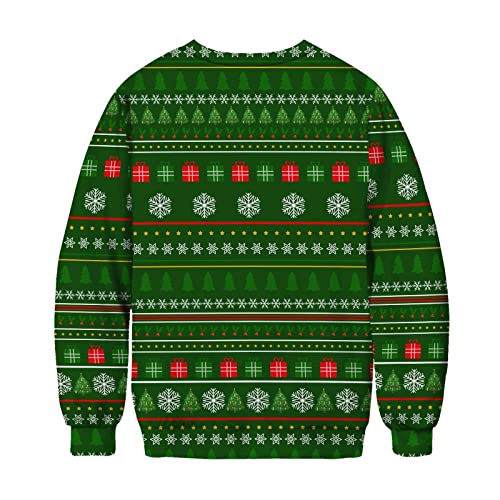 Moletom masculino de Natal com estampa engraçada de Natal com estampa de Papai Noel, grinalda de flo