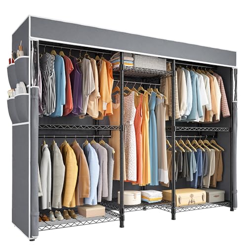 Heavy-Duty Clothes Rack with Cover for Hanging Clothes - Ideal for Home Use