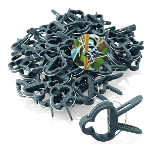 com-four® 60x Pflanzenklemmen groß - Rankhilfen zur Sicherung von Pflanzen - Pflanzenklammern für Planen - Rankkäfige für Tomaten - Rosenklammern - grüne Pflanzenclips (060 Stück - 6x4.5cm)