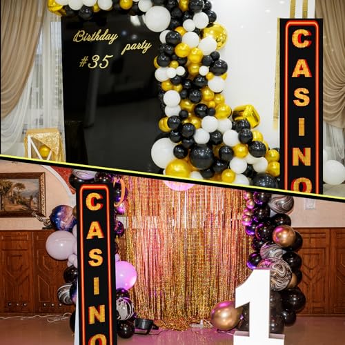 Image of Cinnvoice 6 ft Casino Night Decorations Casino Cardboard Stand up Sign Photo Props Cardboard Column Backdrop Welcome Porch Sign for Las Vegas Game Themed Birthday Poker Night Party Decor
