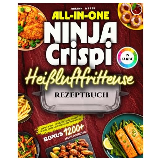 All-in-One Ninja Crispi Heißluftfritteuse Rezeptbuch: Komplett in Farbe – 165+ kreative & schnelle Gerichte für Alltag, Camping & Büro mit der kleinen Power-Fritteuse