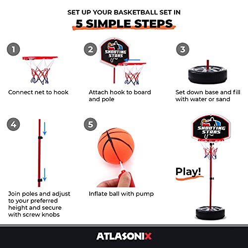 Toddler Basketball Hoop Stand Adjustable Height 2.5 - 4 Ft - Mini Indoor Basketball Goal Toy With Ball & Pump For Baby Kids Boys Girls Outdoor Play Sport For Age 3 To 8 Years Old, Mini Basketball Toy #TOP3