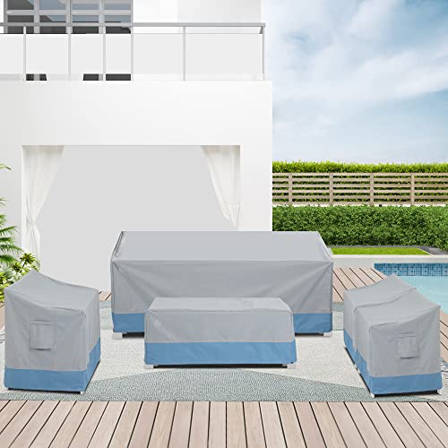 Windaze Patio Furniture Set Cover, 5 Piece Outdoor Furniture Covers Waterproof, All Weather Protection 600D Heavy Duty Patio Sofa Covers #TOP4
