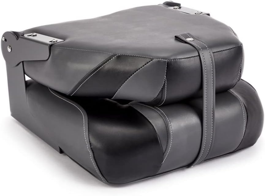 DeckMate High Back Folding Boat Seats - 2 pack - Charcoal and Black