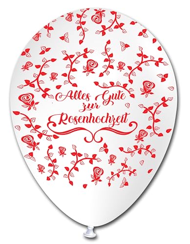 Luftballons Rosenhochzeit Rundumdruck, ca. 30 cm, 10 Stück