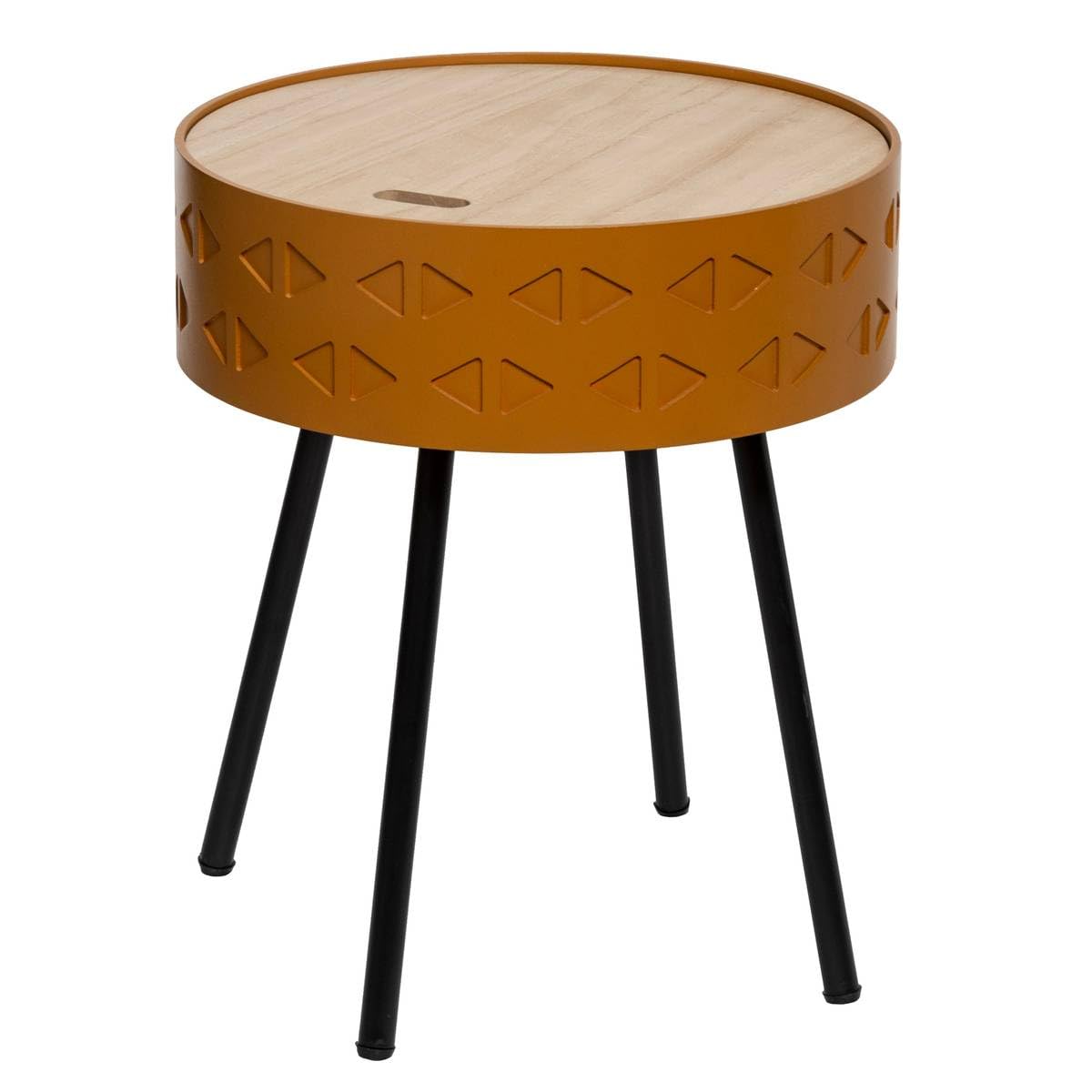 Table d'appoint coffre Shiro moutarde pour ranger le désordre du salon