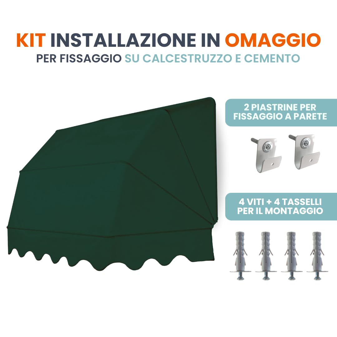 TENDAGGIMANIA Tenda da Sole per Esterno Cappottina da Esterno 4 Raggi - Misure: L.200 X S.100 CM - Tende da Sole TEMPOTEST SU MISURA con kit di montaggio - Anche tende da sole motorizzate