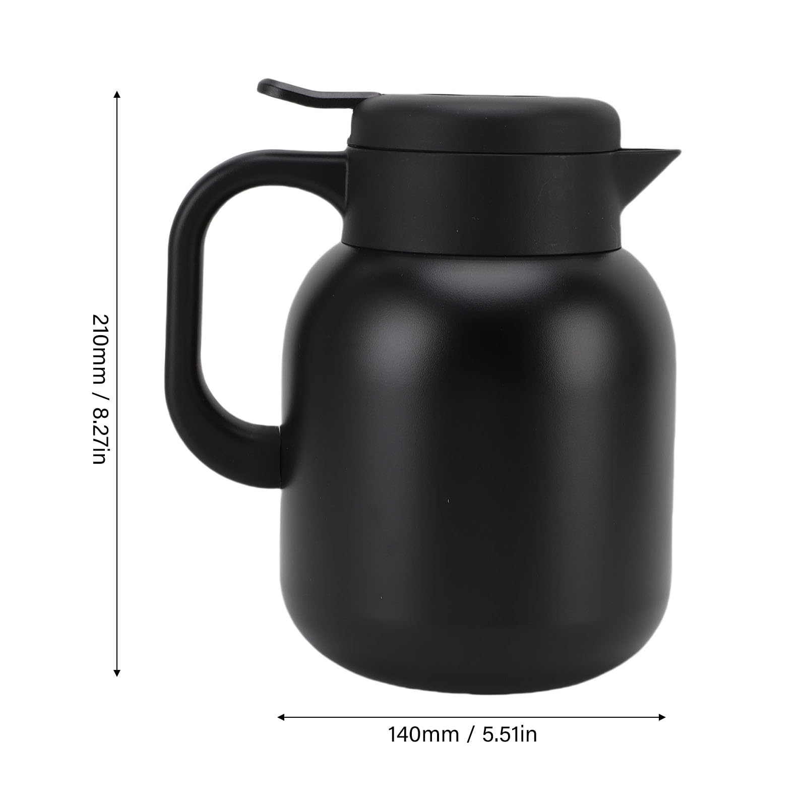 POENVFPO Izolowany Próżniowo Czajniczek ze Stali Nierdzewnej z Cyfrowym Wyświetlaczem do Przechowywania Gorącego Zimnego Napoju Kawowego (BLACK)