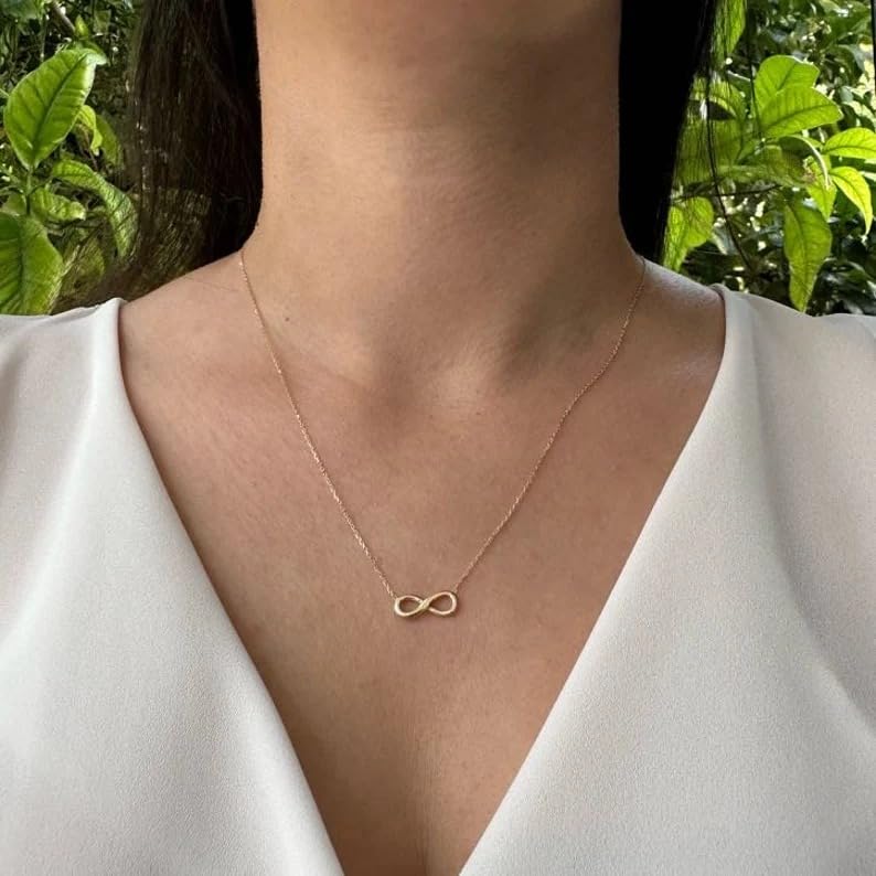 Gold Plated Infinity Pendant Necklace for Women, Love Necklace Fine Jewelry, Infinity Pendant Necklace with Chain, Eternity Pendant Necklace, Gold Plated Jewelry, Infinity Style Necklace for Women, Made in USA.4