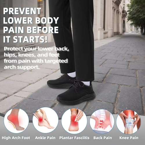 Men's Orthopedic Wide Walking Dress Shoes - Arch Support Plantar Fasciitis Classic Formal Leather Oxford - Comfortable Casual Classic Flat Feet Orthotics Sneakers for Foot and Heel Pain Relief4