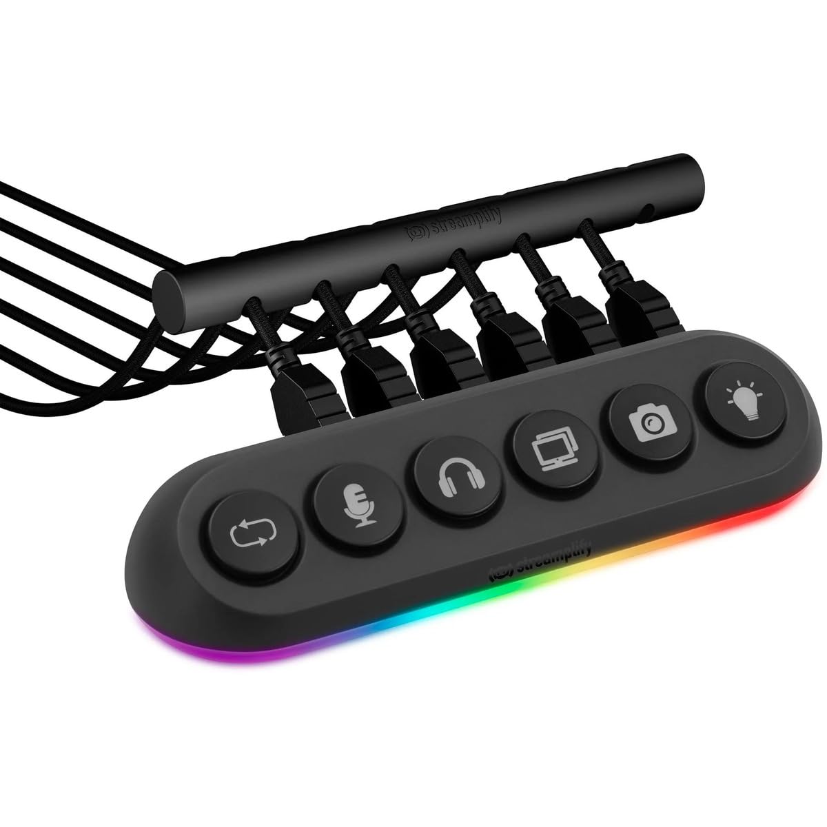 STREAMPLIFY HUB Deck 5, 4X USB 3.0, 1x USB 2.0, RGB, 12V, EU-Netzkabel - Schwarz