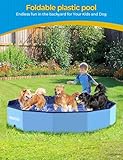 HaoVrisn Hundepool Große Hunde, Planschbecken für Kinder und Hunde, Hundepool 120 * 30CM Faltbar, rutschfeste und Verdickt PVC, Plantschbecken mit Flicken und Ablassventil