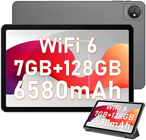 Android Tablet, 【Newly Upgrade WiFi6】Blackview 10 Inch Tablets Tab 8 WiFi, 7GB+128GB/TF 1TB 6580mAh, HD+IPS Display 13MP+8MP Daul Camera, Android 12 Tablet for Kids, BT5.0/Metal Body/Google GMS, Gray
