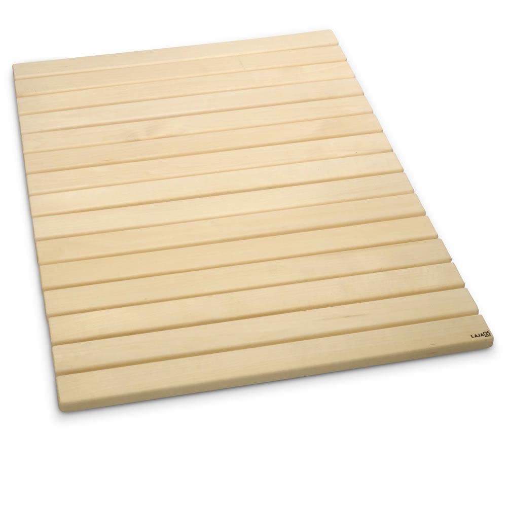 Sauna Bodenmatte 80x60x2 cm FSC Espenholz Rollbar Rutschfest Wärmebeständig Luftfeuchtigkeitsbeständig