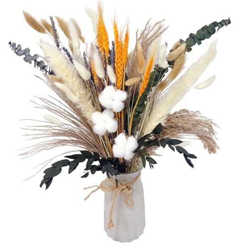103 Pcs Fleurs Séchées,33-43 cm Herbe de La Pampa,Bouquet Mélange Fleurs Séchées,DIY Bouquet de Fleur,Décoration Salon,Floral Fabrication Artisanale,Décoration Table Bohème