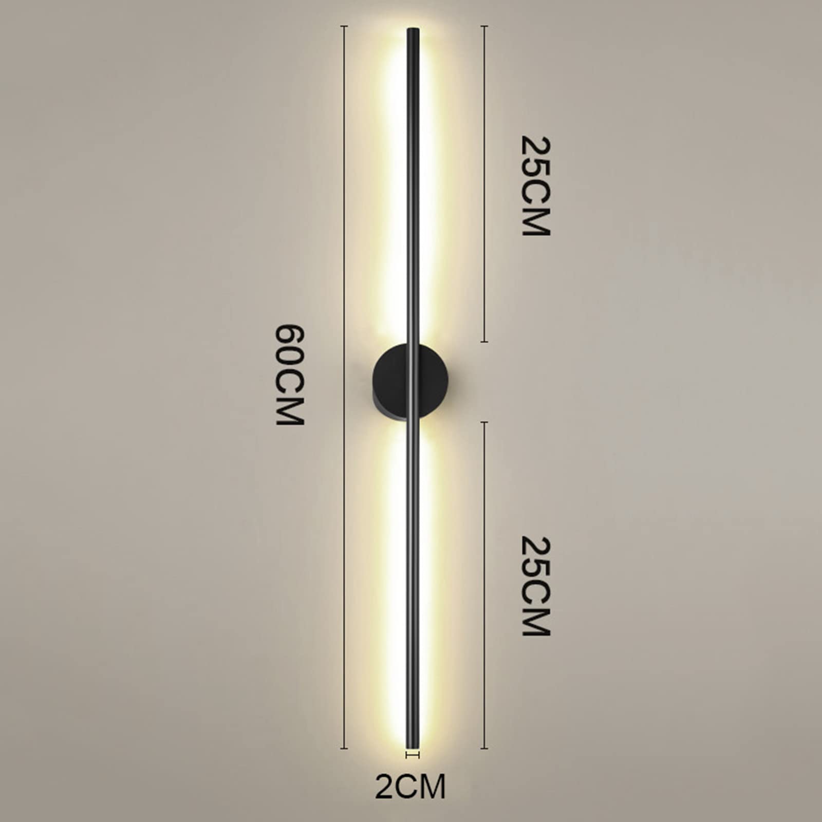 Długa liniowa lampa ścienna LED, nowoczesny styl skandynawski, aluminiowa, idealna na schody, do sypialni lub salonu. Dekoracja ścienna, złota i ciepła biel - 60 cm, 11 W (Co