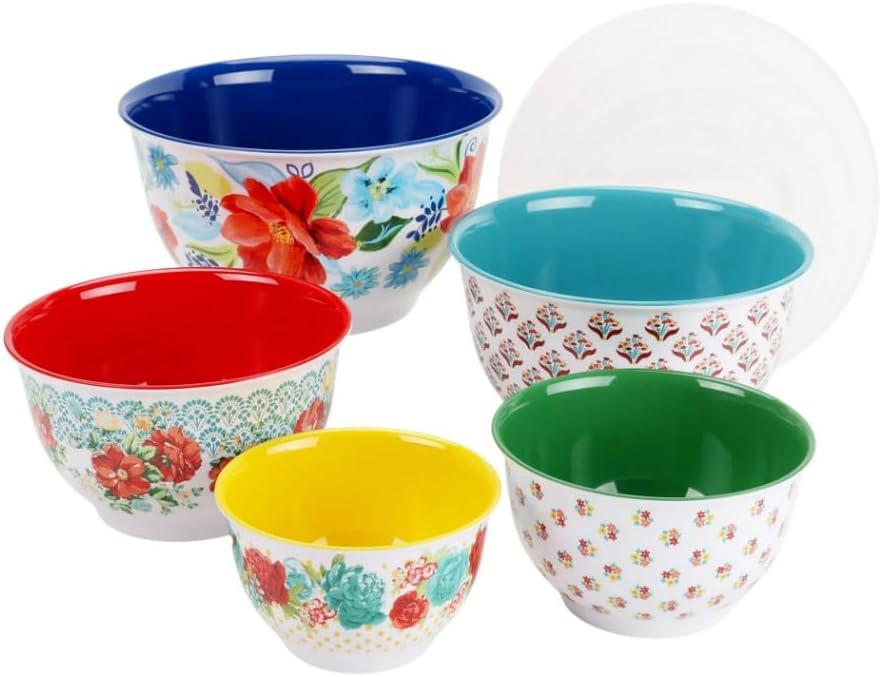 Woman Melamine Mixing Bowl Set -10 Piece Set - Spring Bouquet