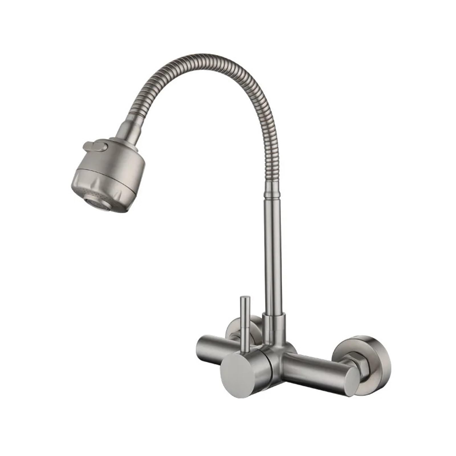 Robinet de cuisine rotatif inox 304 mitigeur double trou haut de gamme avec drain de douche