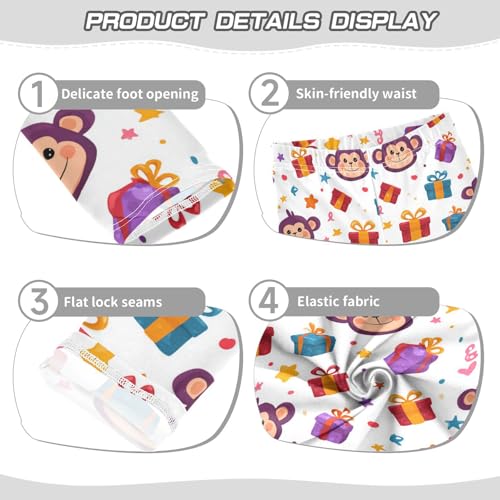 Vdsrup Girls Leggings Cute Cartoon Monkey Kids Length Leggings Pants Athletic Yoga Pants White Toddler Tights Trousers 4T3