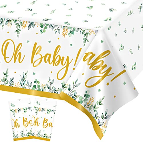 Oh Baby Lot de 2 nappes rectangulaires en plastique Vert sauge neutre 274 x 137 cm Cover