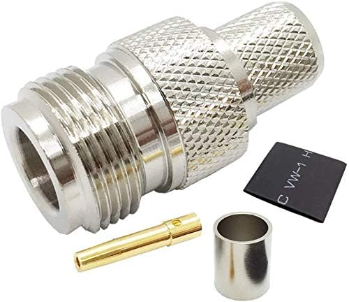 3AN Telecom N Female Jack Crimp Connector for RG58 LMR 200 Cable 50 Ohm Low Loss RF Coaxial Cable 1 PCS-Silver
