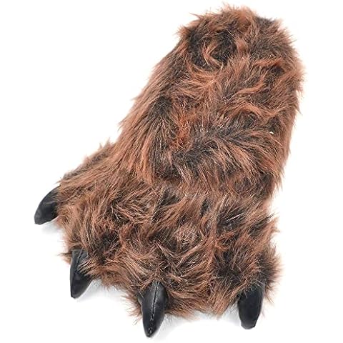Kathyland Bear house slippers Stuffed Animal Mens slippers funny Paw Slippers Adult Monster Couple slippers (X-Large - (Men's Size), Brown Grizzly Bear) Cover