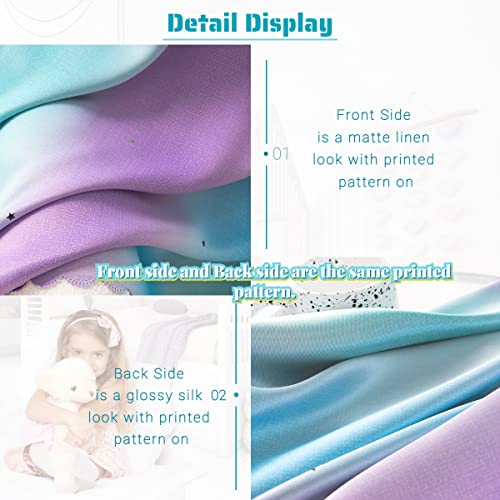 Image of Yancorp Kids Princess Curtains for Girls Bedroom - Star Design With Tieback & 3 Bowties - Purple Teal Blue, W34 X L63 Inches, 1 Panel