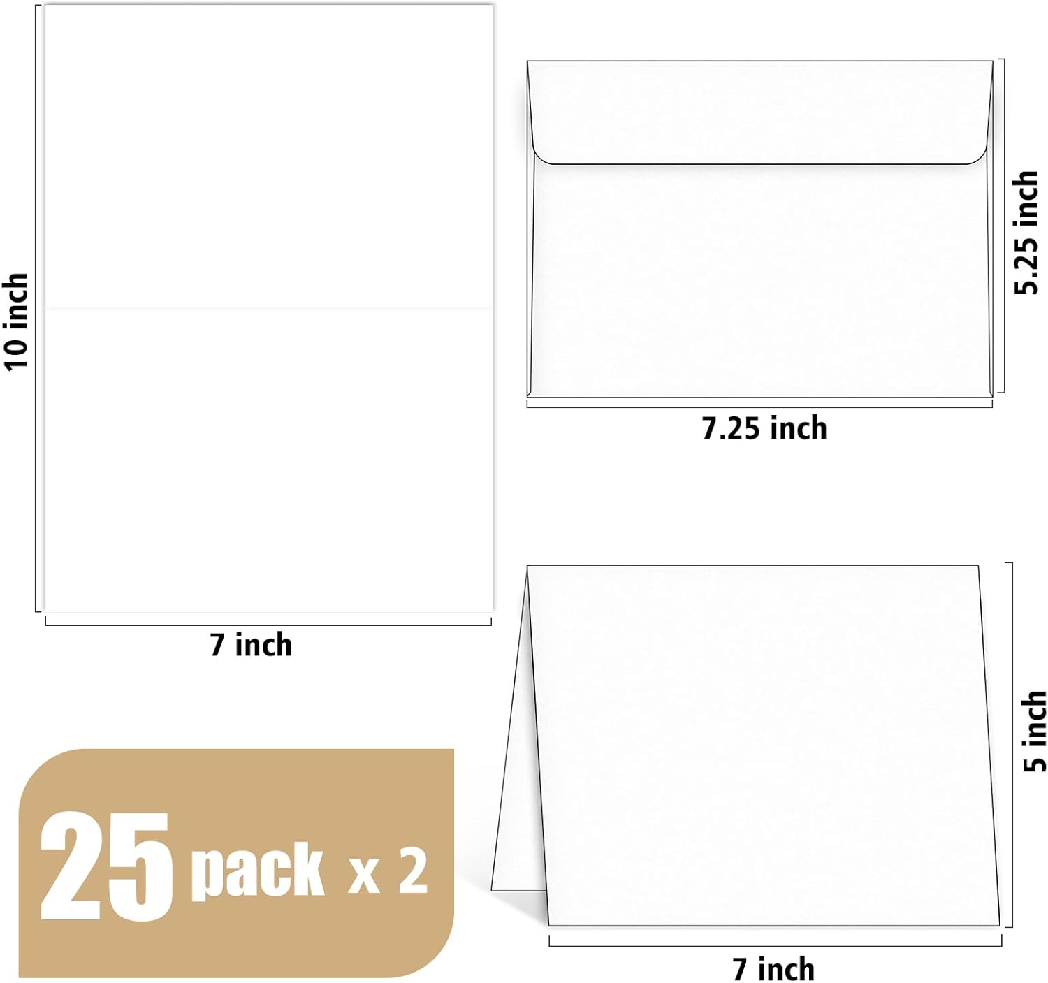 Blank Cards and Envelopes 5x7, 25 Pack White Invitation Cardstock with Self-Seal Thank You Greeting Cards, Print Custom for All Occasions DIY - Image 2