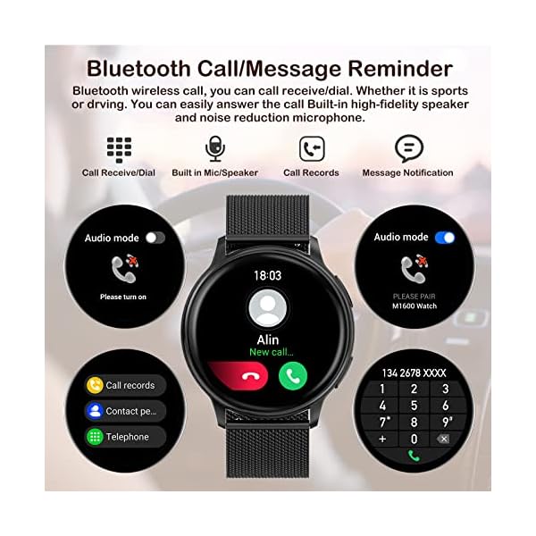 Smart Watch(Call Receive/Dial),Fitness Watches for Women Men Waterproof Smartwatch for Android iOS Phones Compatible with Text and Call Digital Watch Heart Rate Blood Pressure Monitor - Image 3