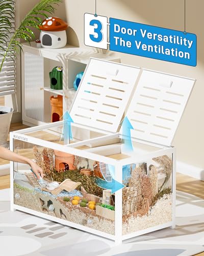 Image of BUCATSTATE Hamster Cage 3.0: Metal Large Rat Cage Stackable with Top Access Easy Assemble 39.3L x 19.7W x 20.6H Inches Dwarf Syrian Hamster Tank for Gerbil Mouse (5.4 ft, White)