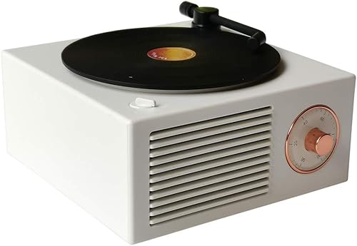Altavoz Wetocke Bluetooth, con diseño de reproductor de vinilo, estilo clásico, color rosa, verde y blanco, 3 opciones de color, graves mejorados,