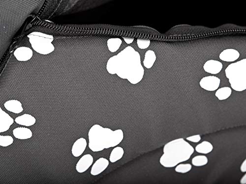 Pillowprim Hundehütte Hundehöhle Hundebett Hundehaus Katzenhöhle Größe XXXL - 76x72 cm grau mit Pfoten