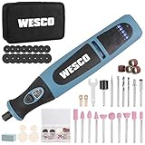 WESCO Akku Multifunktionswerkzeug, 7.2V Akku Drehwerkzeug mit 45 Zubehör, 5000-25000 U/min, 5 Variable Präzise Drehzahlsteuerungen, mit LED-Licht, Ladeanzeige, Tasche, für DIY und Handwerker