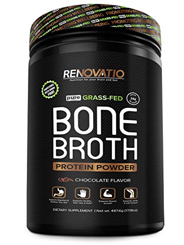 Bone Broth Protein Powder Chocolate - Non-GMO Grass-Fed Collagen Peptides - Monk Fruit Sweetened No Sugar Paleo & Keto Suitable -Dairy Gluten Soy & Corn Free Ancient Form of Nutrition (17.21oz, 488)