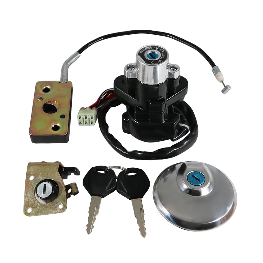 Ignition Switch Fuel Gas Cap Seat Lock Keys Replacement Kit for Suzuki GZ125 1998-2003, for Suzuki GZ250 1999-2011