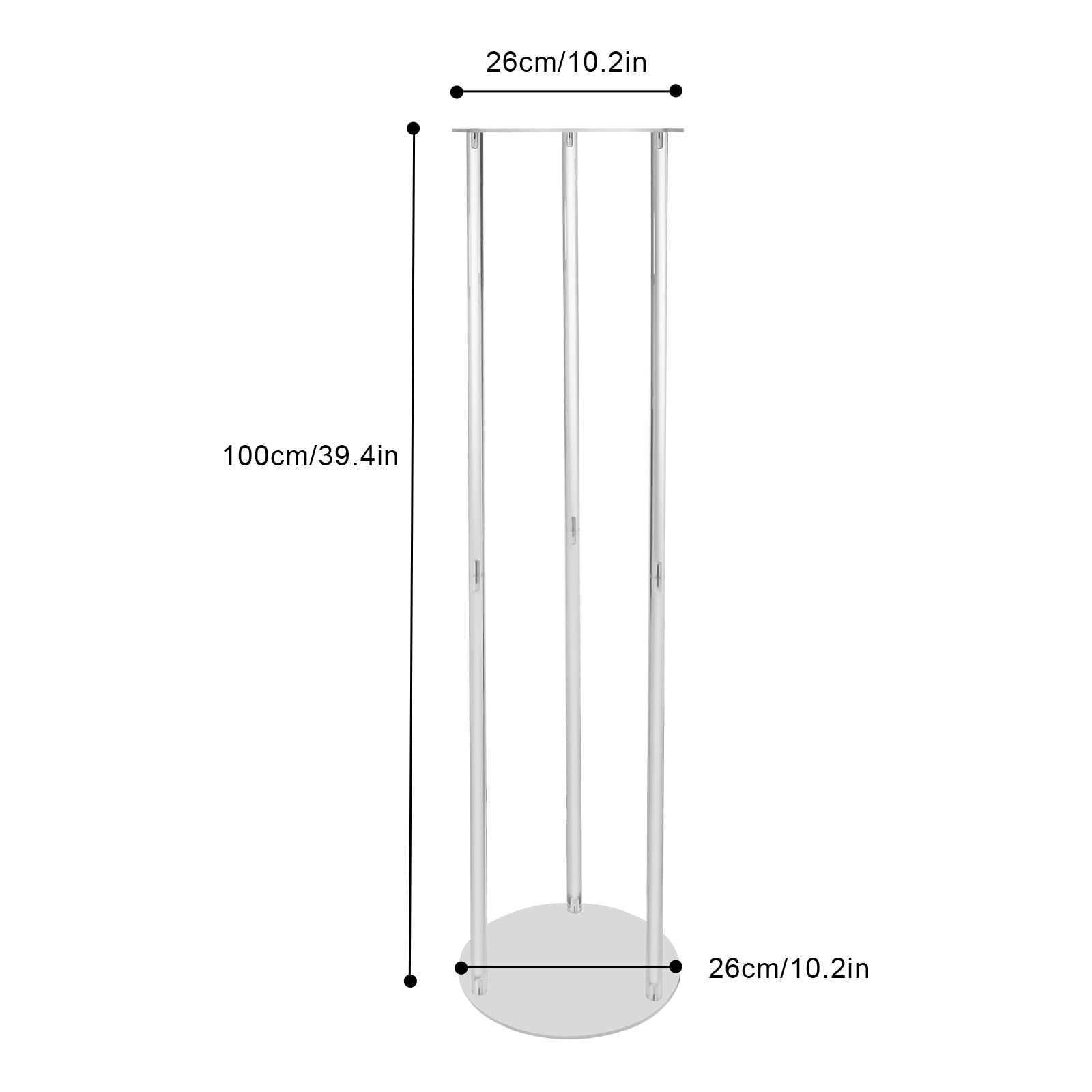 Supporto per fiori da sposa da 101 cm, 10 pezzi, cilindrico, in acrilico, centrotavola per tavoli, supporti per palloncini in acrilico, colonna rotonda, per matrimoni, feste di compleanno, decorazioni