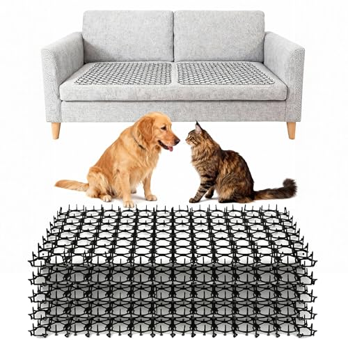 Aidoclip Small Scat Mats for Dogs Keep Dogs Off Couch Pet Deterrent Mat & Couch Spikes Heavy-Duty Solid PP Extra Thick Weighted Indoor/Outdoor Furniture & Countertop Protection (10 Pack)