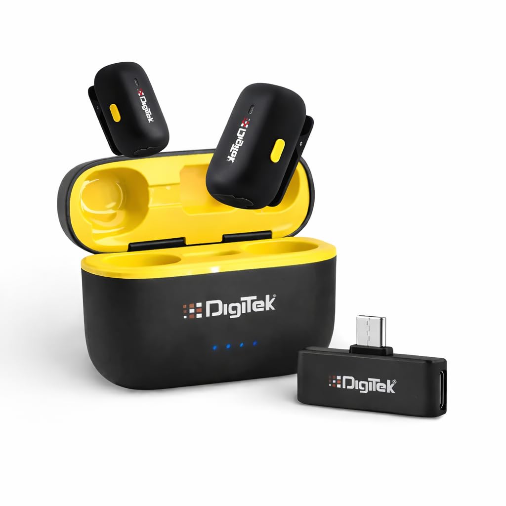 Digitek DWM 103 Mini 2-in-1 Wireless Microphone, 2.4G Wireless Mic, 40m Range, 6Hr Battery, Noise Reduction, for iOS & Android Smartphone, Ideal for Live Interviews Meetings, Vlogging Live, Streaming-image-15