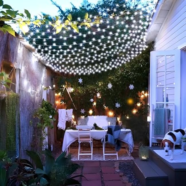 KNONEW 403ft 1000 LED String Lights Outdoor Christmas Lights 8 Modes & Timer Fairy Light Plug in Waterproof LED String Lights for Xmas Yard Tree Wedding Party Holiday Decorations (Cool White)