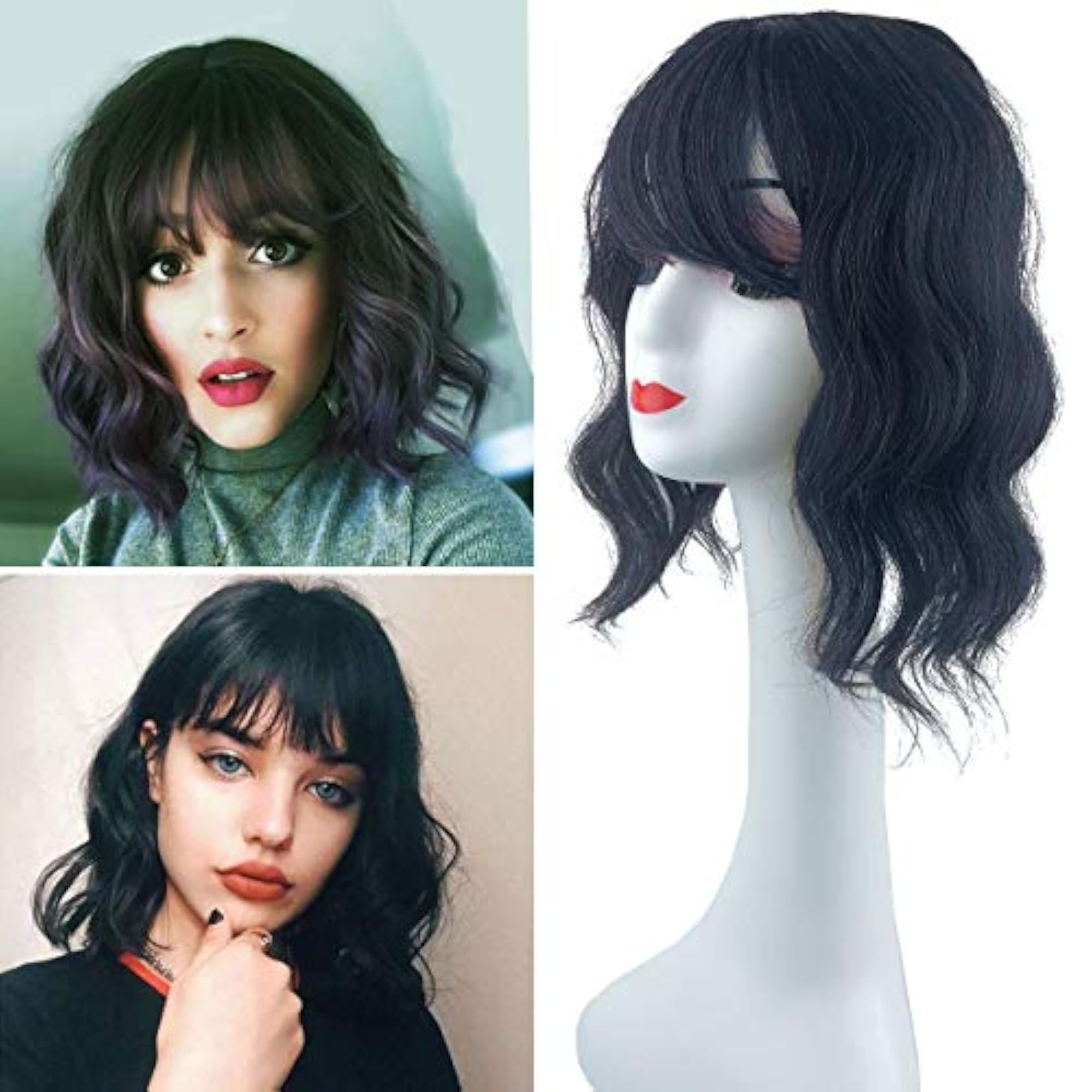 Handmade Silk Base Wiglet Hairpiece with Wispy Bangs, 45cm