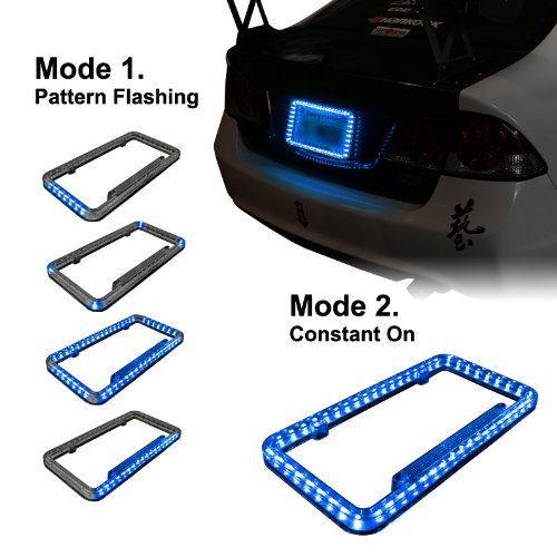 Universal 12v 54 LED Blue Color Light Acrylic License Plate Frame