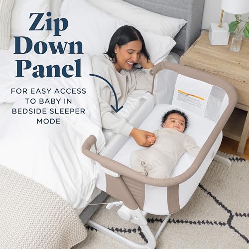 Image of Baby Delight Beside Me Dreamer Bassinet | Bedside Sleeper & Baby Bassinet | 8-Position Height Adjustment | 100% GOTS Certified Organic Cotton Fabric | Organic Mocha