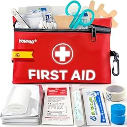 HONYAO Botiquín de Primeros Auxilios 105 Piezas, M...: 【Contenido Completo & Fiable】Este botiquín de primeros auxilios HONYAO contiene 105 suministros médicos, todos conformes con los estándares C.E. Cada artículo está sellado individualmente en embalaje protector para higiene y larga duración. En su int...
