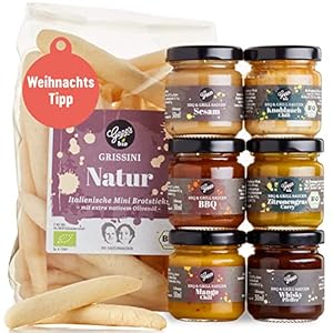 Gepp’s Feinkost Geschenkkorb Saucen Tasting I Geschenkset mit leckeren Mini Saucen à 50ml, Bio Grissini Natur I…