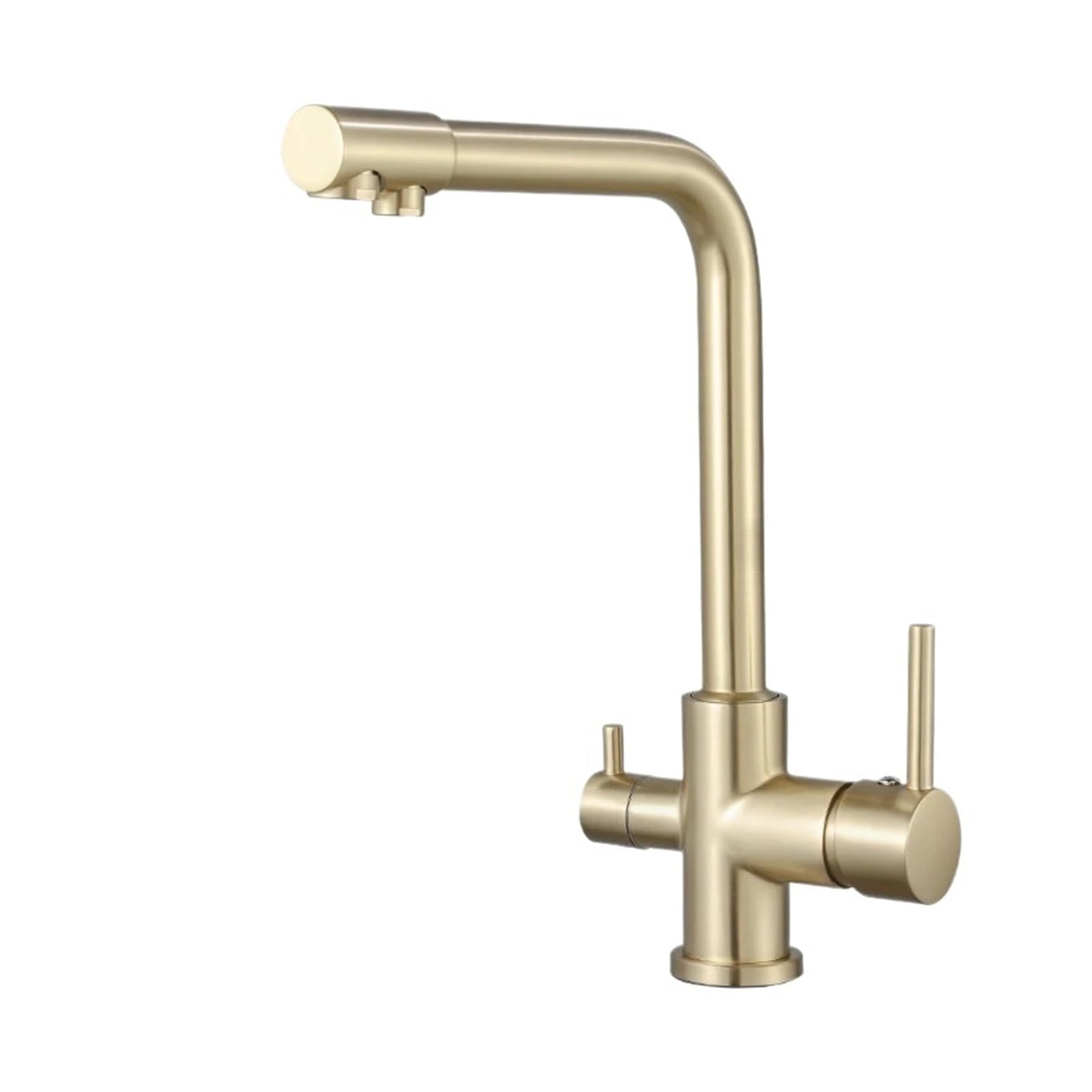 Grifo de cocina con filtro dorado para fregar con pulverizador doble y agua pura